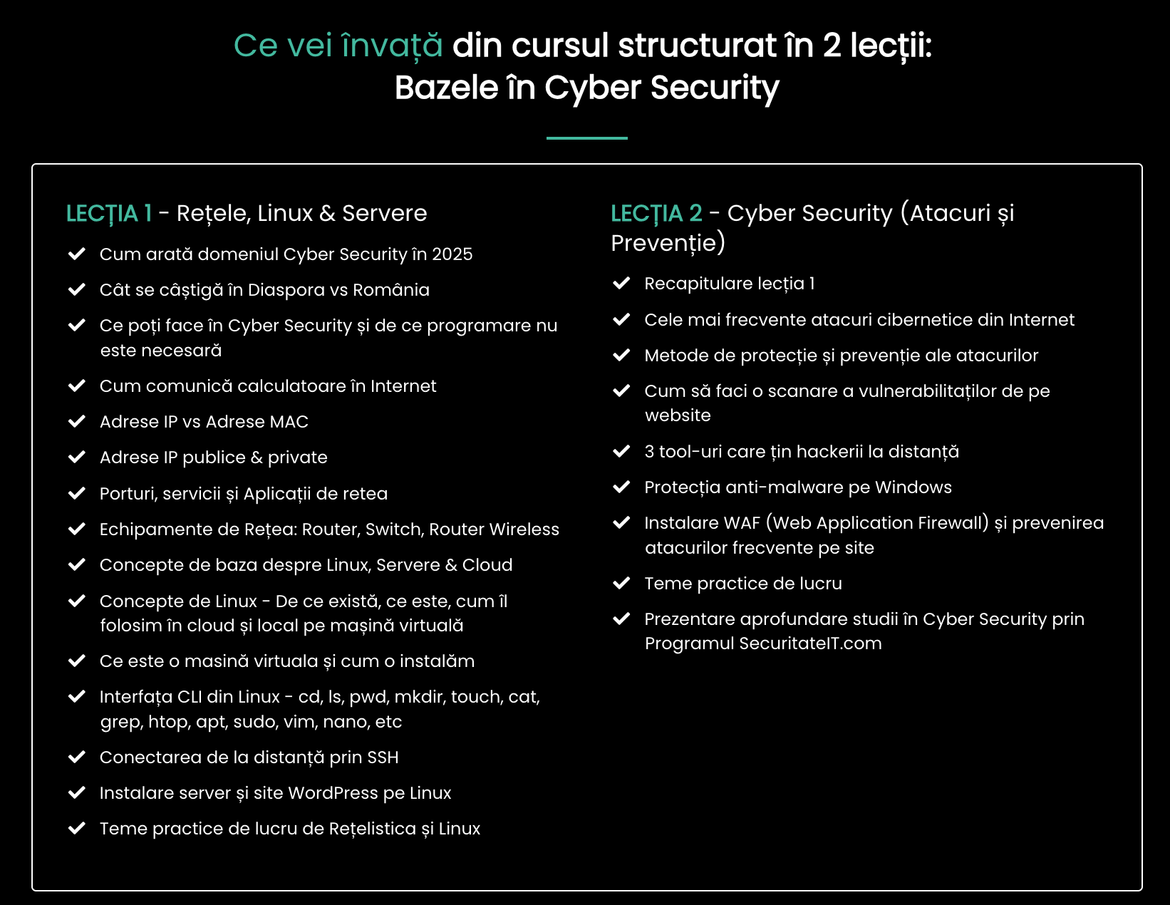 Cursul din care înveți Securitate Cibernetică de la zero