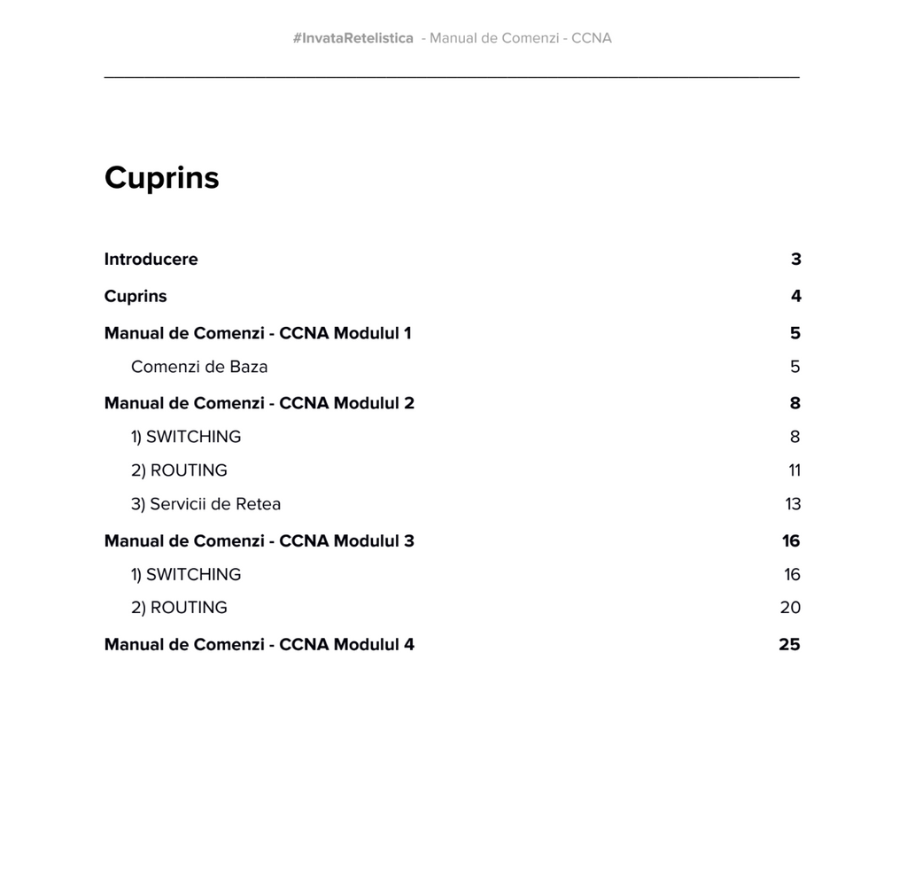 Manualul de Comenzi pentru echipamente de retea Cisco (format PDF)