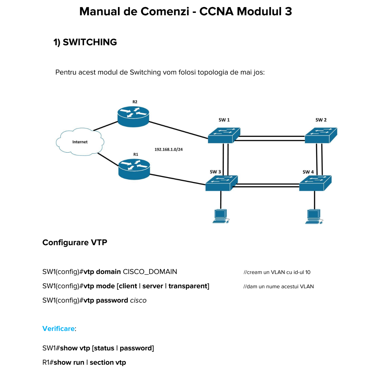 Manualul de Comenzi pentru echipamente de retea Cisco (format PDF)